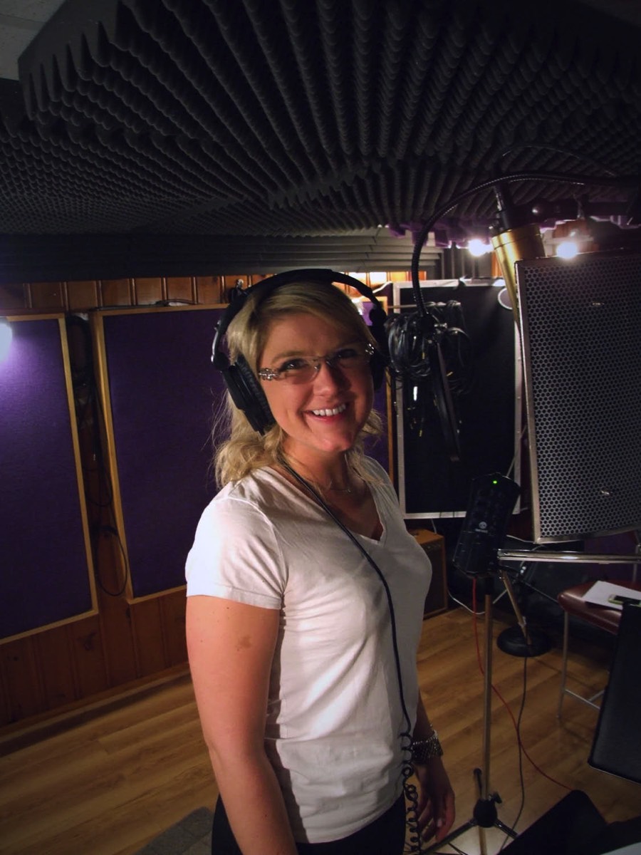 Emily recording main vocal 